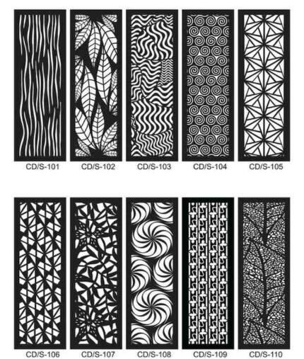 Pack 10 cortes painel de parede vetor ornamento DXF para corte laser cnc router
