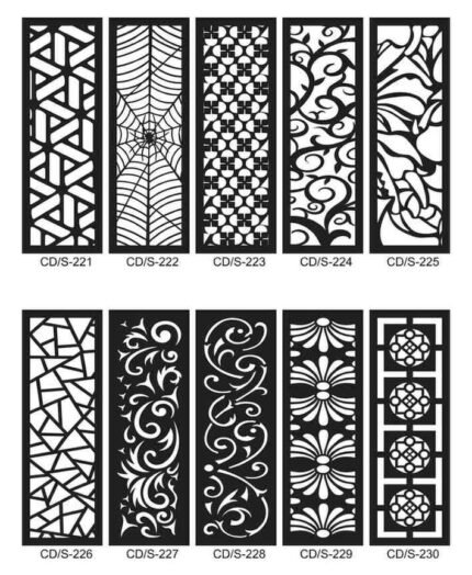 Pack 10 cortes painel de parede vetor ornamento DXF para corte laser cnc router
