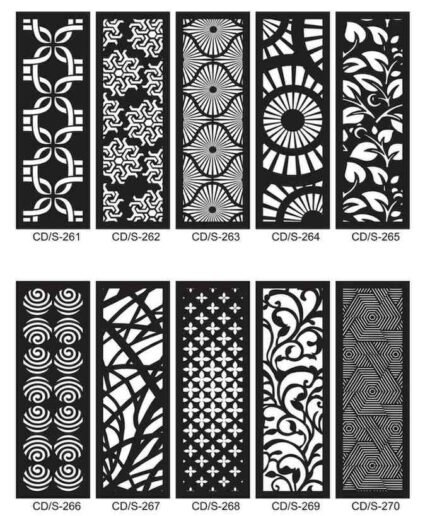 Pack 10 cortes painel de parede vetor ornamento DXF para corte laser cnc router