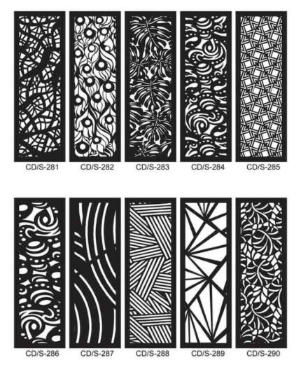 Pack 10 cortes painel de parede vetor ornamento DXF para corte laser cnc router