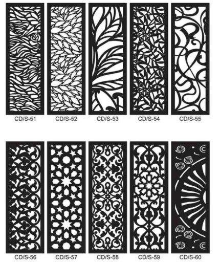 Pack 10 cortes painel de parede vetor ornamento DXF para corte laser cnc router